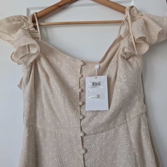 NWT Gal Meets Glam Colleen Dress Off Shoulder Polka Dot Cream Tan Ecru 4 - Picture 4 of 6